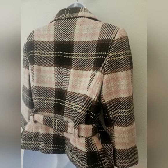 Cabi Plaid Belted Short Jacket Wool Blend Blazer 8 - Picture 11 of 16
